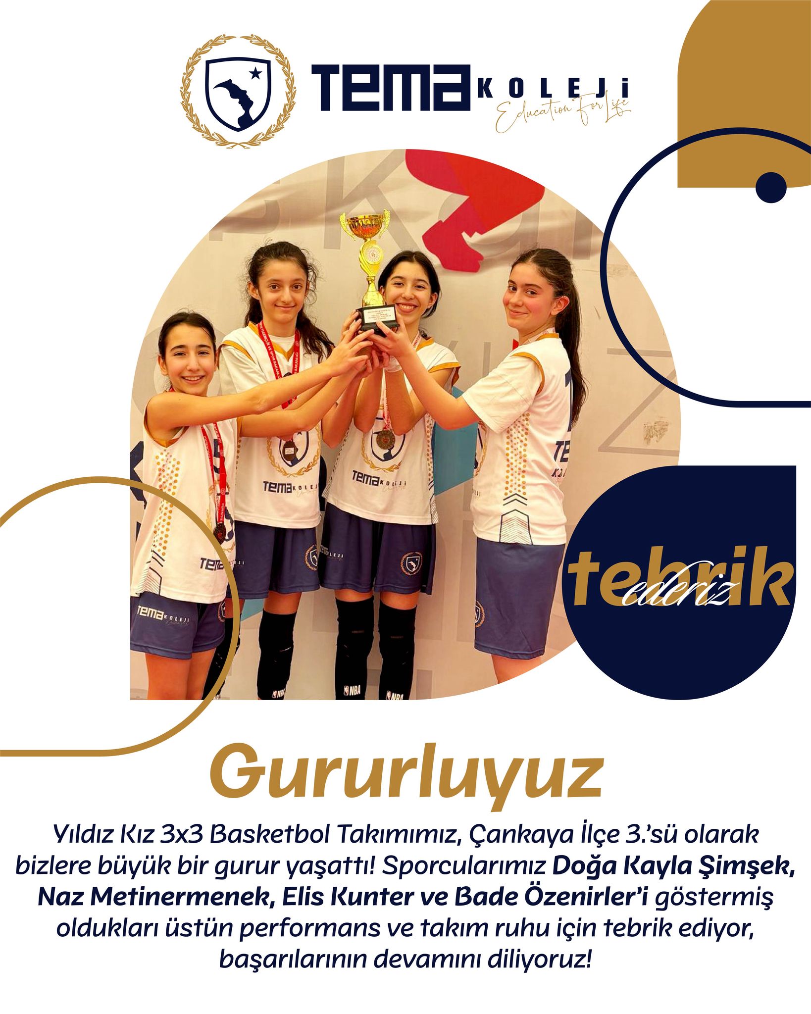 3×3 Basketbol Takımımız İlçe Üçüncüsü
