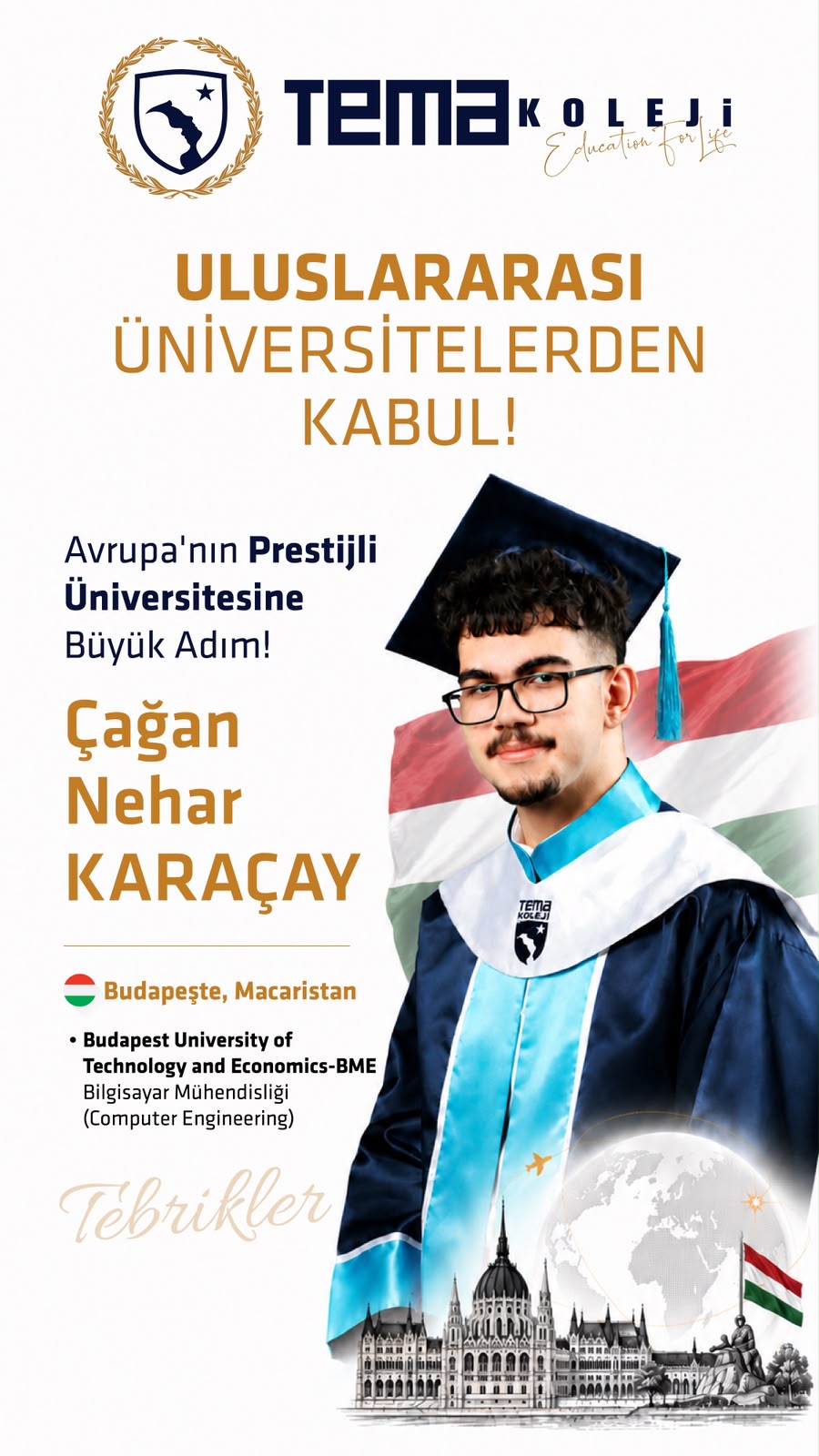 Çağan Nehar Karaçay Uluslararası Üniversite Kabulü
