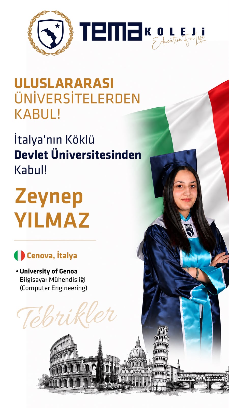 Zeynep Yılmaz Uluslararası Üniversite Kabulü